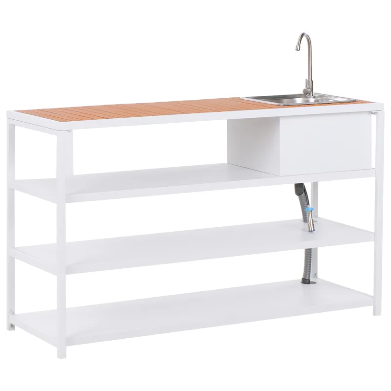 Køkkenø med vask til udendørs brug Avetrana, Hvid/Brun