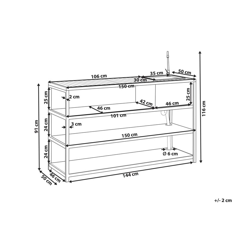 Køkkenø med vask til udendørs brug Avetrana - Hvid/Brun - Have - Grill - Udekøkken - Komplette udekøkkener