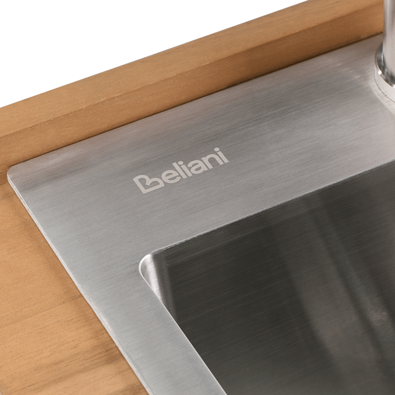 Køkkenø med vask til udendørs brug Ivrea akacietræ - Brun/Grå/Sølv - Have - Grill - Udekøkken - Komplette udekøkkener