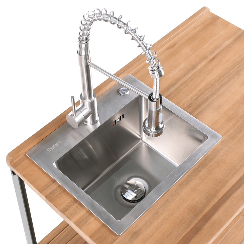 Køkkenø med vask til udendørs brug Ivrea akacietræ - Brun/Grå/Sølv - Have - Grill - Udekøkken - Komplette udekøkkener