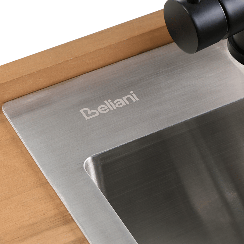 Køkkenø med vask til udendørs brug Ivrea akacietræ - Brun/Grå/Sort - Have - Grill - Udekøkken - Komplette udekøkkener