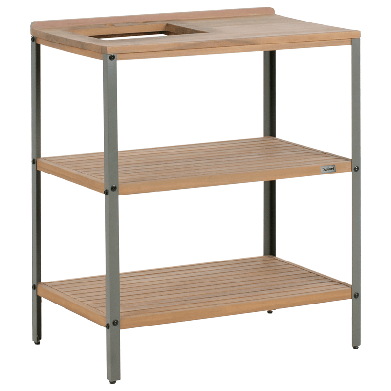 Køkkenø med vask til udendørs brug Ivrea akacietræ - Brun/Grå/Sort - Have - Grill - Udekøkken - Komplette udekøkkener