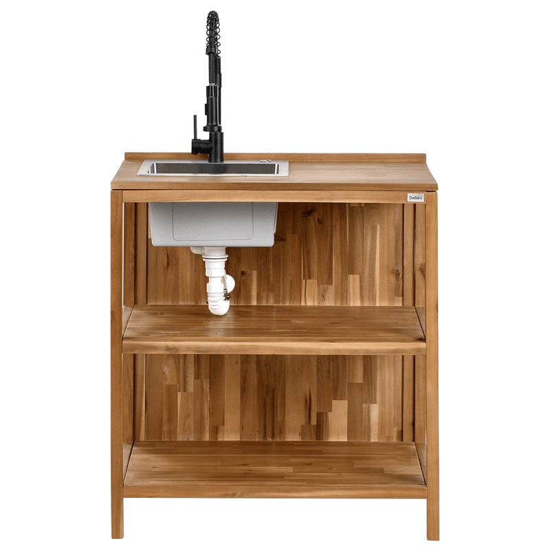 Køkkenø med vask til udendørs brug Venosa akacietræ Brun/ - Brun/Sort - Have - Grill - Udekøkken - Komplette udekøkkener