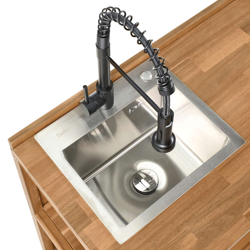 Køkkenø med vask til udendørs brug Venosa akacietræ Brun/ - Brun/Sort - Have - Grill - Udekøkken - Komplette udekøkkener