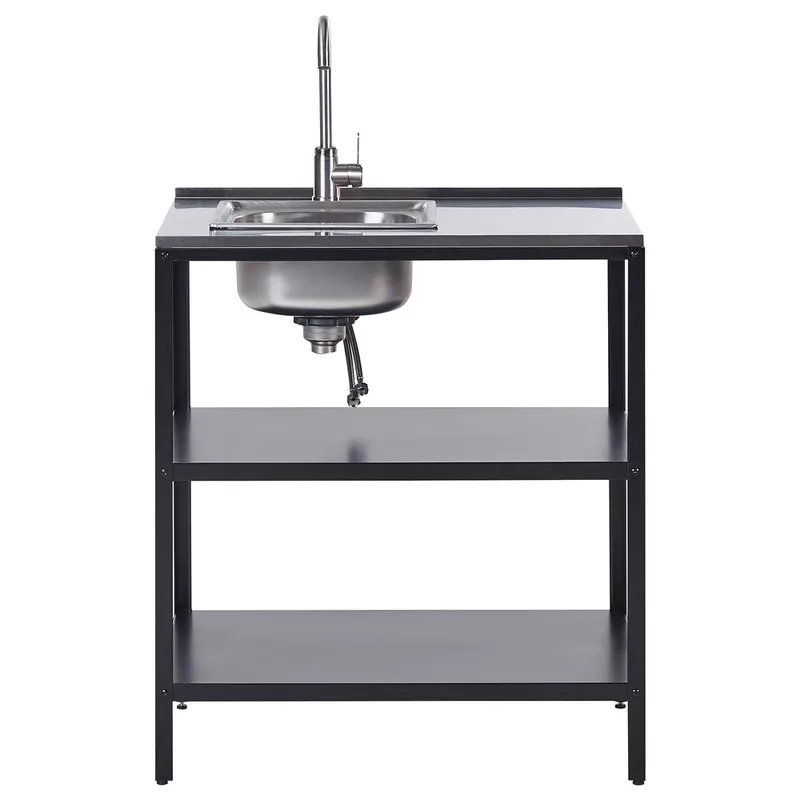 Køkkenø med vask Vilama - Sort, sølv - Have - Grill - Udekøkken - Komplette udekøkkener