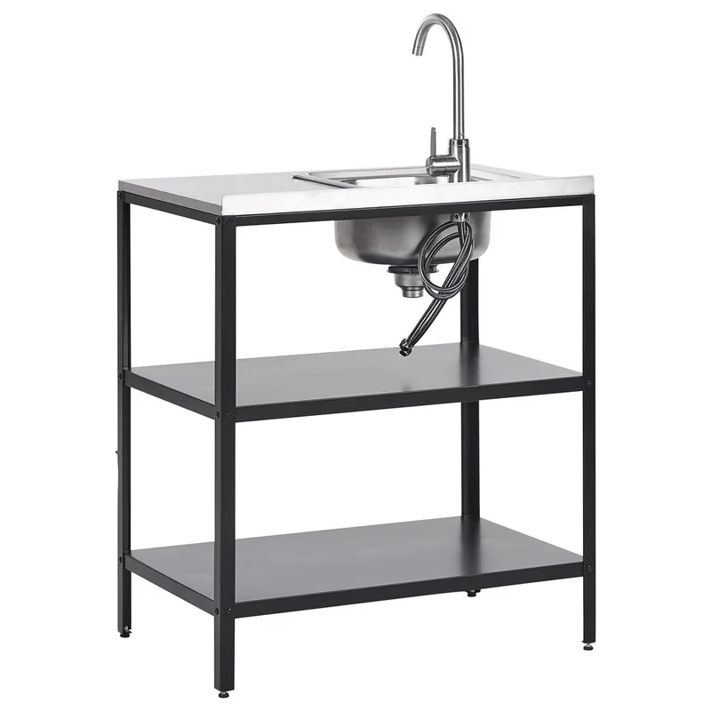 Køkkenø med vask Vilama - Sort, sølv - Have - Grill - Udekøkken - Komplette udekøkkener