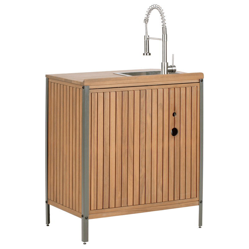 Køkkenskab med vask til udendørs brug Ivrea akacietræ - Brun/Sølv/Grå - Have - Grill - Udekøkken - Komplette udekøkkener