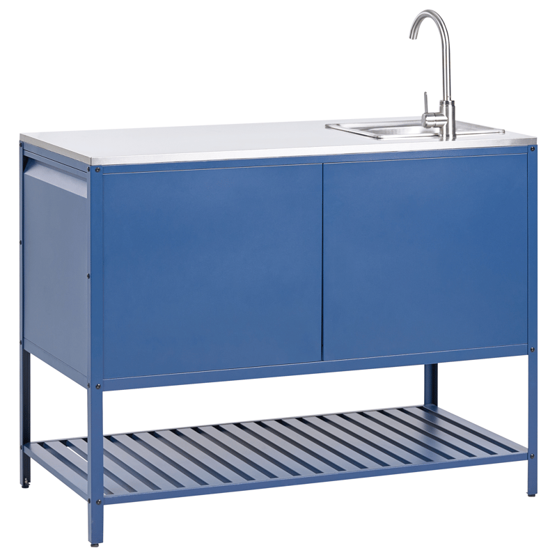 Køkkenskab med vask til udendørs brug Maenza Stål - Blå/Sølv - Have - Grill - Udekøkken - Komplette udekøkkener
