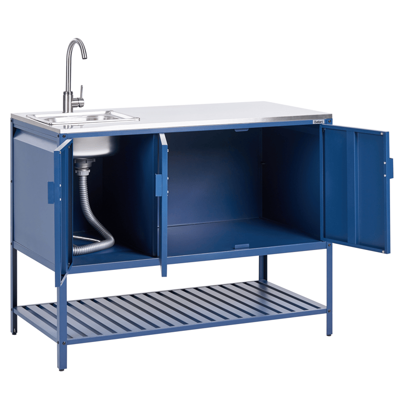 Køkkenskab med vask til udendørs brug Maenza Stål - Blå/Sølv - Have - Grill - Udekøkken - Komplette udekøkkener