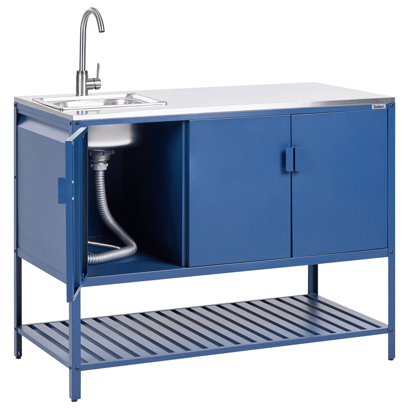 Køkkenskab med vask til udendørs brug Maenza Stål - Blå/Sølv - Have - Grill - Udekøkken - Komplette udekøkkener