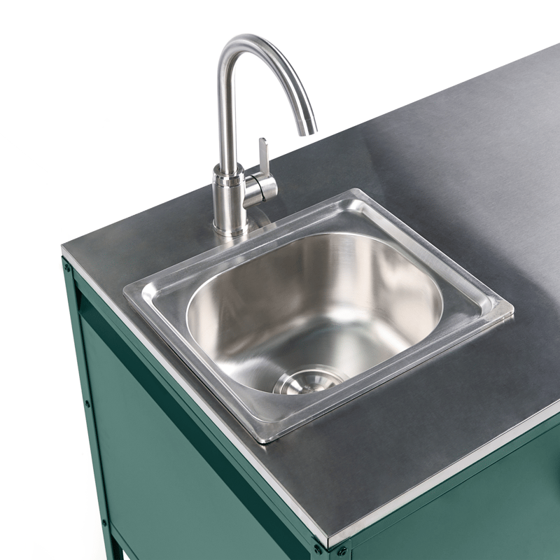 Køkkenskab med vask til udendørs brug Maenza Stål - Grøn/Sort - Have - Grill - Udekøkken - Komplette udekøkkener