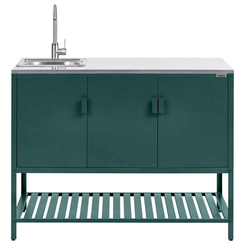 Køkkenskab med vask til udendørs brug Maenza Stål - Grøn/Sort - Have - Grill - Udekøkken - Komplette udekøkkener