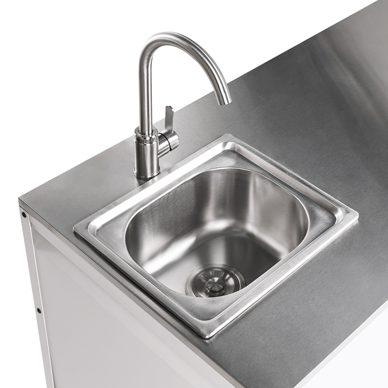 Køkkenskab med vask til udendørs brug Maenza Stål - Hvid/Sort - Have - Grill - Udekøkken - Komplette udekøkkener