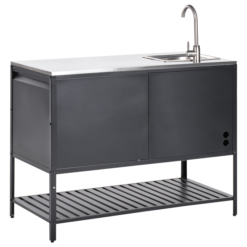 Køkkenskab med vask til udendørs brug Maenza Stål - Sort - Have - Grill - Udekøkken - Komplette udekøkkener
