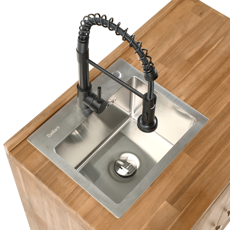 Køkkenskab med vask til udendørs brug Venosa akacietræ - Brun/Sølv/Sort - Have - Grill - Udekøkken - Komplette udekøkkener