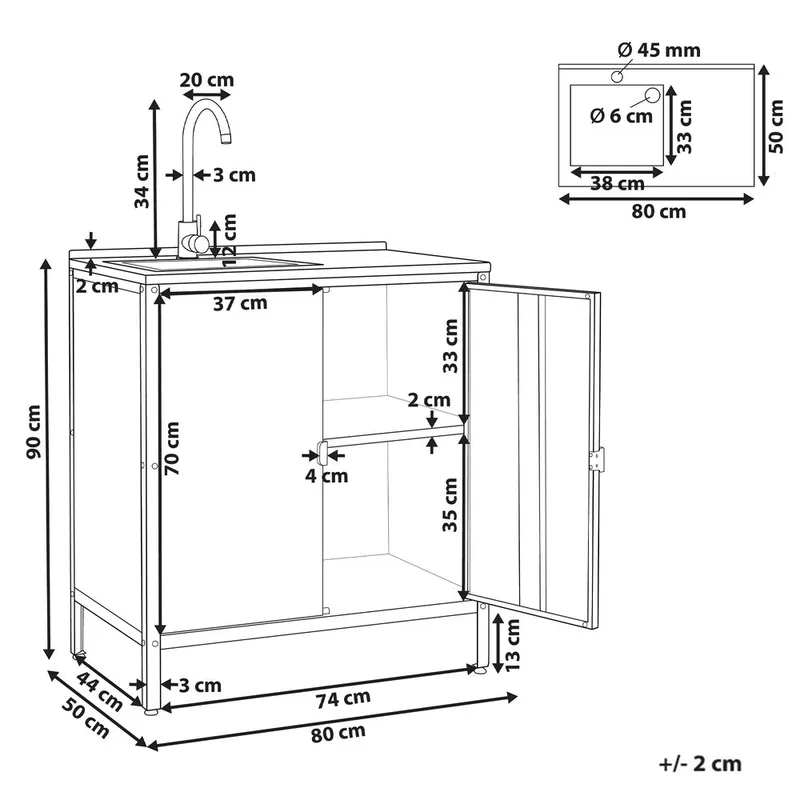 Køkkenskab med vask Vilama - Blå, Sølv - Have - Grill - Udekøkken - Komplette udekøkkener