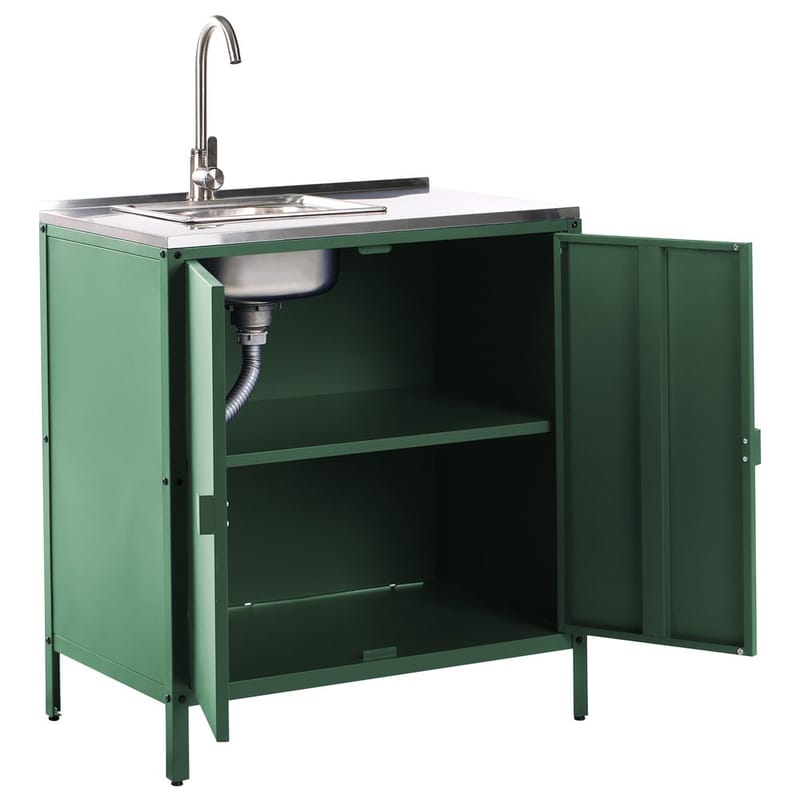 Køkkenskab med vask Vilama - Grøn, Sølv - Have - Grill - Udekøkken - Komplette udekøkkener