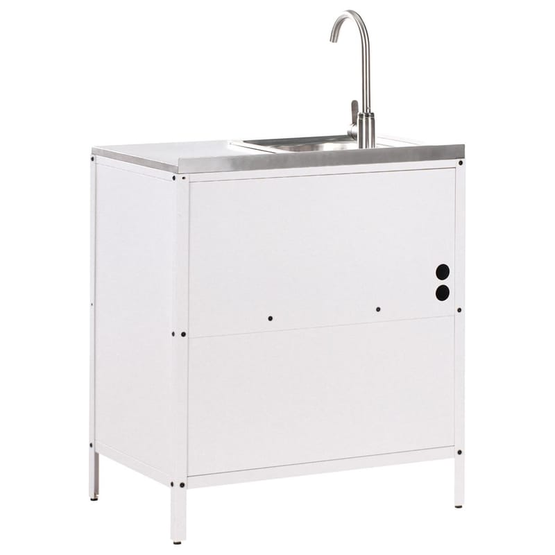 Køkkenskab med vask Vilama - Hvid, Sølv - Have - Grill - Udekøkken - Komplette udekøkkener