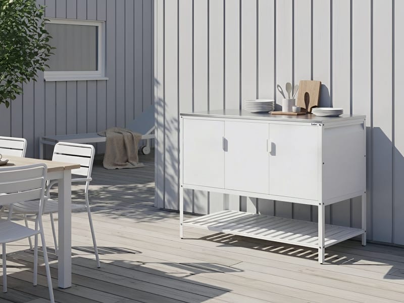 Køkkenskab til udendørs brug Maenza - Hvid/Sølv - Have - Grill - Udekøkken - Komplette udekøkkener