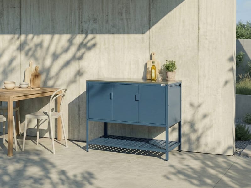 Køkkenskab til udendørs brug Maenza Stål - Blå/Sølv - Have - Grill - Udekøkken - Komplette udekøkkener