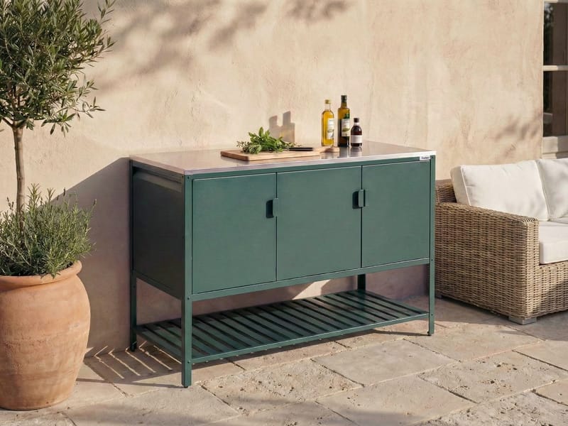 Køkkenskab til udendørs brug Maenza Stål - Grøn/Sølv - Have - Grill - Udekøkken - Komplette udekøkkener