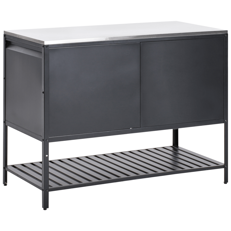 Køkkenskab til udendørs brug Maenza Stål - Sort/Sølv - Have - Grill - Udekøkken - Komplette udekøkkener