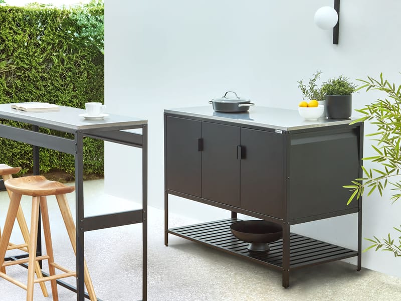 Køkkenskab til udendørs brug Maenza Stål - Sort/Sølv - Have - Grill - Udekøkken - Komplette udekøkkener