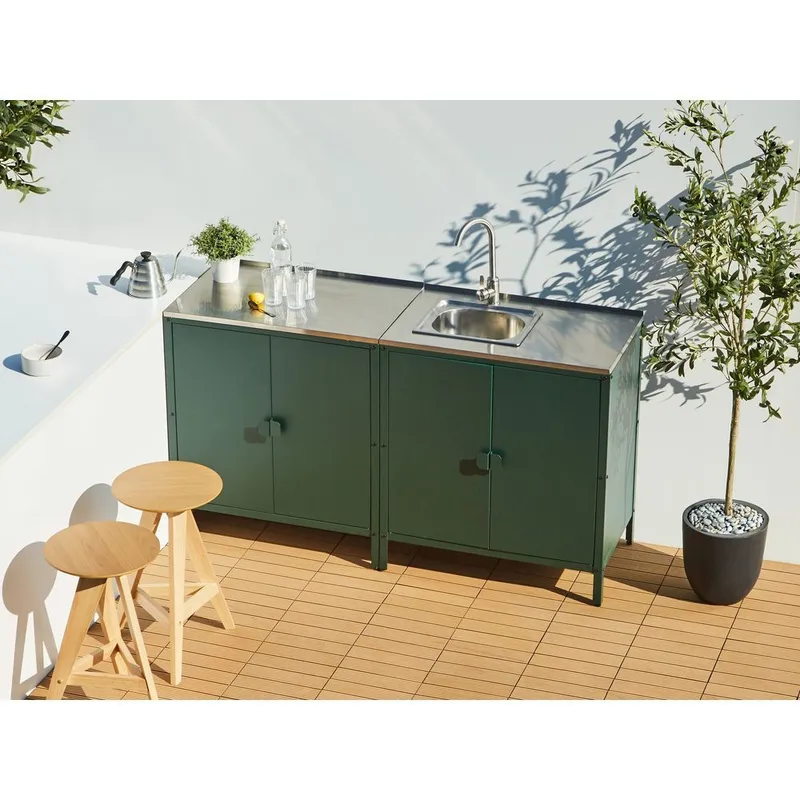 Køkkenskab Vilama - Grøn, Sølv - Have - Grill - Udekøkken - Komplette udekøkkener