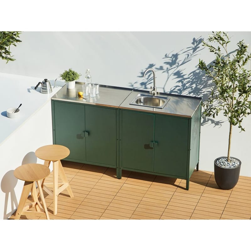 Køkkenskab Vilama - Grøn, Sølv - Have - Grill - Udekøkken - Komplette udekøkkener