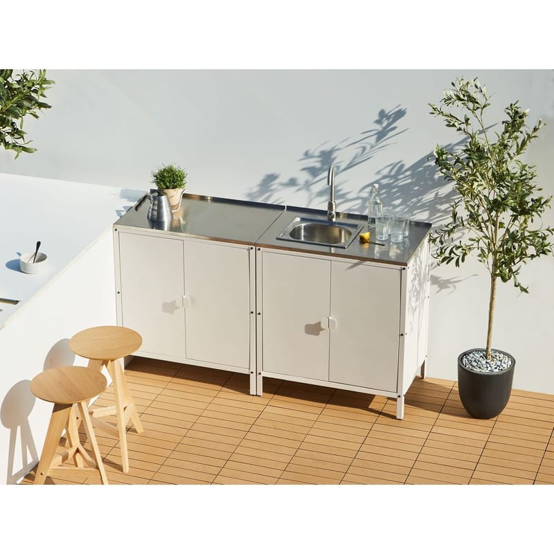 Køkkenskab Vilama - Hvid, Sølv - Have - Grill - Udekøkken - Komplette udekøkkener