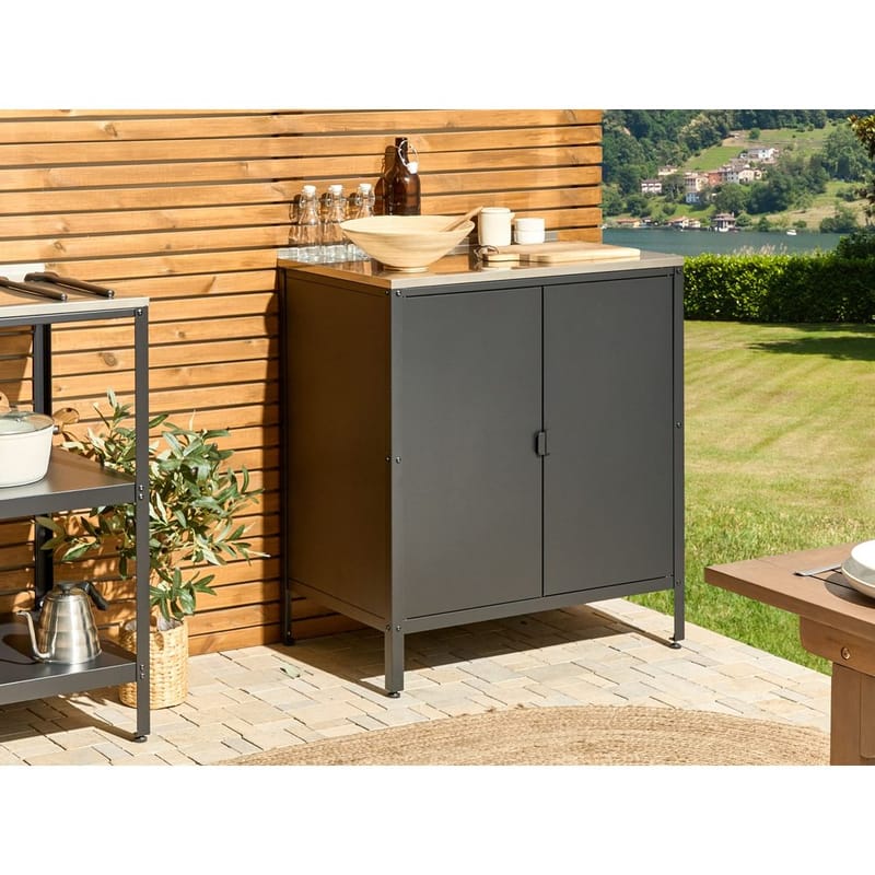 Køkkenskab Vilama - Sort, sølv - Have - Grill - Udekøkken - Komplette udekøkkener