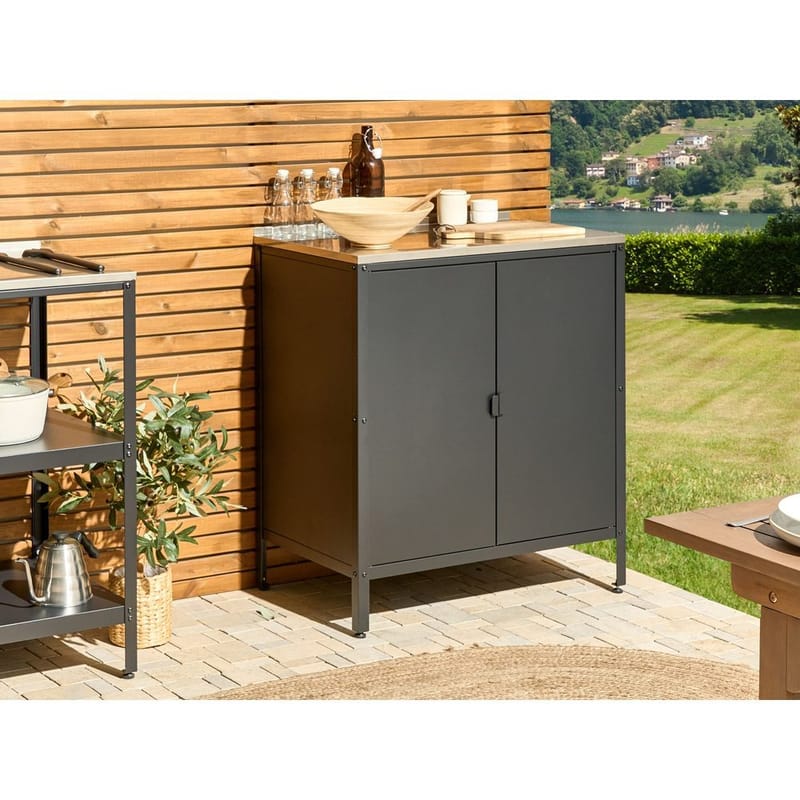 Køkkenskab Vilama - Sort, sølv - Have - Grill - Udekøkken - Komplette udekøkkener