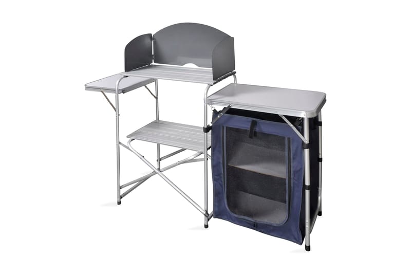 Foldbar Camping Køkken Enhed Med Forruden Aluminium - Sølv - Komplette udekøkkener