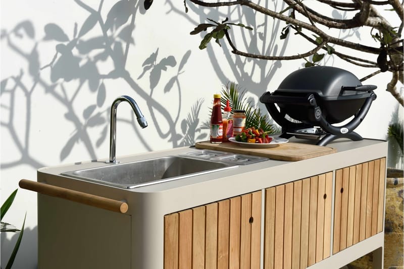 Portals Udekøkken 174 cm - Hvid/Træ - Have - Grill - Udekøkken - Komplette udekøkkener