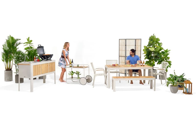 Portals Udekøkken 174 cm - Hvid/Træ - Have - Grill - Udekøkken - Komplette udekøkkener