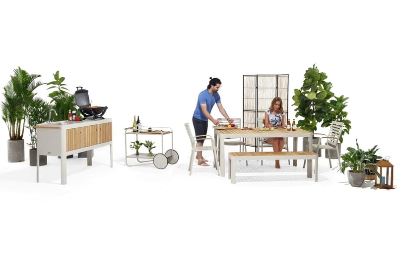 Portals Udekøkken 174 cm - Hvid/Træ - Have - Grill - Udekøkken - Komplette udekøkkener