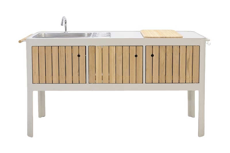 Portals Udekøkken 174 cm - Hvid/Træ - Have - Grill - Udekøkken - Komplette udekøkkener