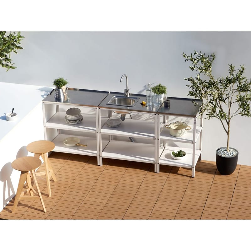 Lille køkkenø Vilama - Hvid, Sølv - Have - Grill - Udekøkken - Komplette udekøkkener