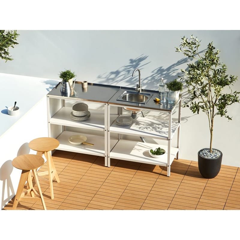 Stor køkkenø Vilama - Hvid, Sølv - Have - Grill - Udekøkken - Komplette udekøkkener