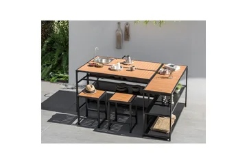 Trädgårdskök Beliani Avetrana 150x50x90 cm Black||Light wood - Have - Grill - Udekøkken - Byg dit eget udekøkken