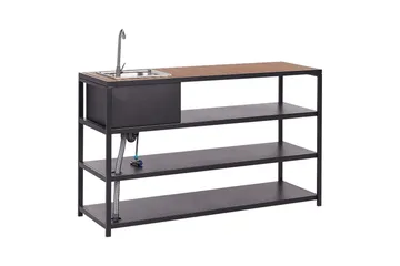 Trädgårdskök Beliani Avetrana 159x50x116 cm Black||Light wood - Have - Grill - Udekøkken - Byg dit eget udekøkken