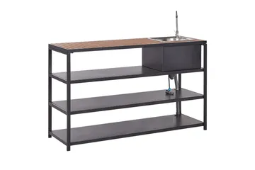 Trädgårdskök Beliani Avetrana 159x50x116 cm Black||Light wood - Have - Grill - Udekøkken - Byg dit eget udekøkken