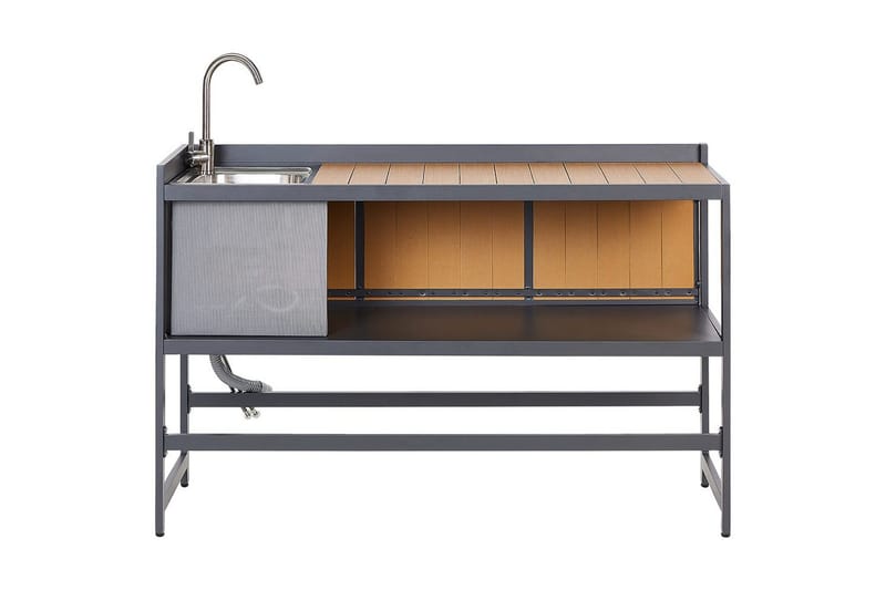 Trädgårdskök Beliani Ortisei Grå Light wood||Grey - Have - Grill - Udekøkken - Komplette udekøkkener