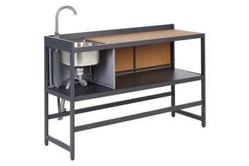 Trädgårdskök Beliani Ortisei Grå Light wood||Grey - Have - Grill - Udekøkken - Komplette udekøkkener