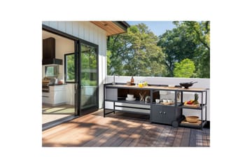 Trädgårdskök Beliani Ortisei Grå Light wood||Grey - Have - Grill - Udekøkken - Komplette udekøkkener