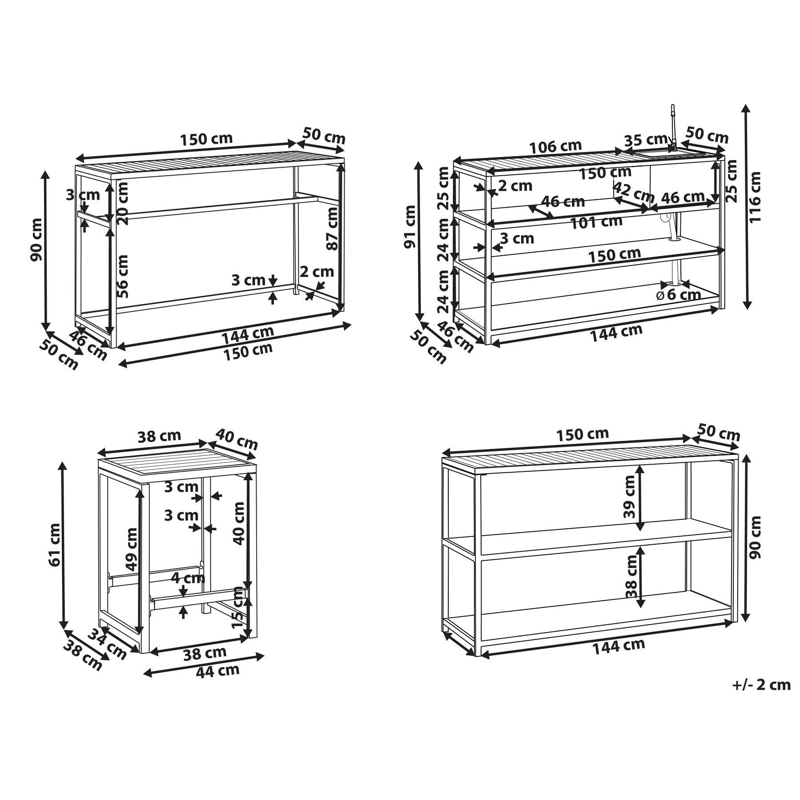 Udekøkken med vask Avetrana Stål - Hvid/Brun - Have - Grill - Udekøkken - Komplette udekøkkener