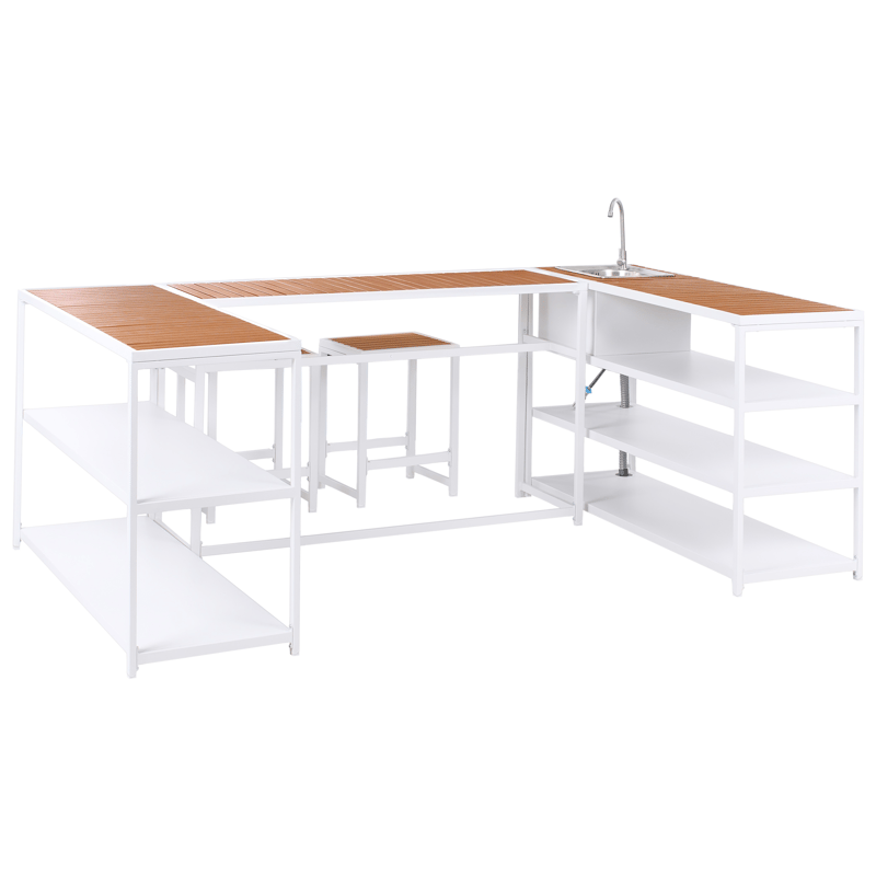 Udekøkken med vask Avetrana Stål - Hvid/Brun - Have - Grill - Udekøkken - Komplette udekøkkener