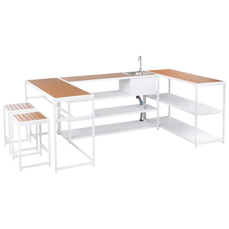 Udekøkken med vask Avetrana Stål, Hvid/Brun