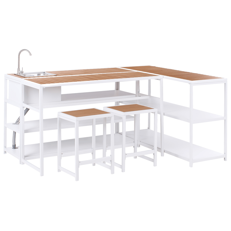 Udekøkken med vask Avetrana Stål - Hvid/Brun - Have - Grill - Udekøkken - Komplette udekøkkener