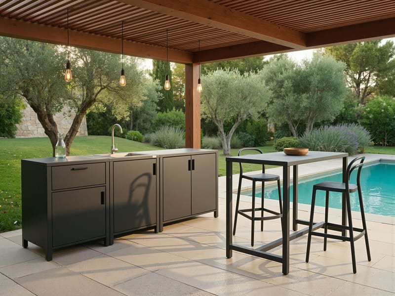 Udekøkken med vask Rocha Aluminium - Grå - Have - Grill - Udekøkken - Komplette udekøkkener